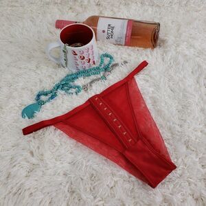 VS Red Mesh Velvet Hook & Eye Sexy BRAZILIAN